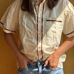 Vintage Cream Short Sleeve Button Down Shirt